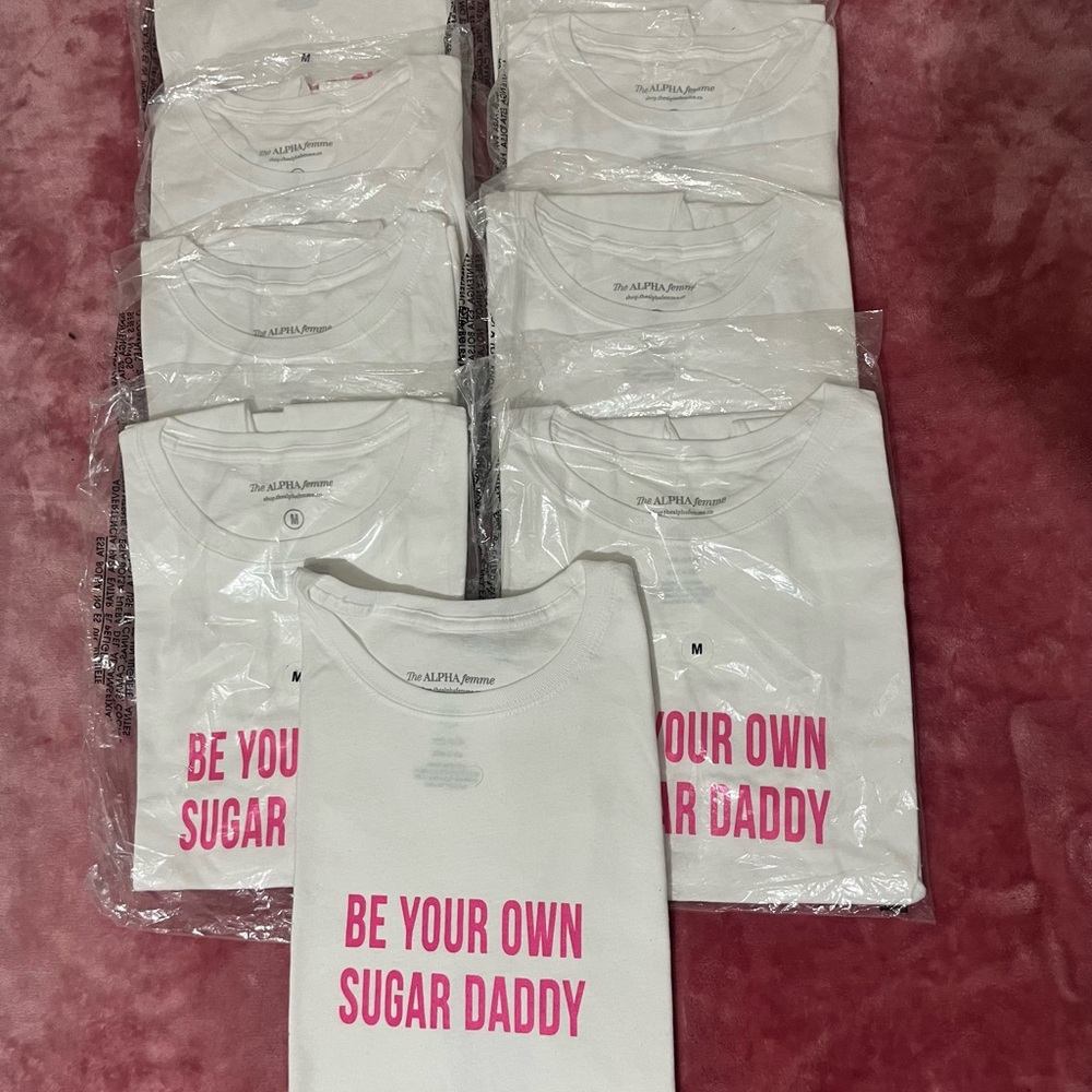 White T-Shirt with Pink Text